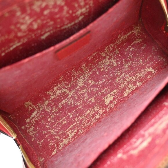 LOUIS VUITTON LV Logo Dauphine MM Pouch Bag Epi Leather Red - Picture 13 of 15